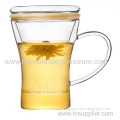 C&amp;c 310ml Flower Tea Cups With Cover Borosilicate Glass 